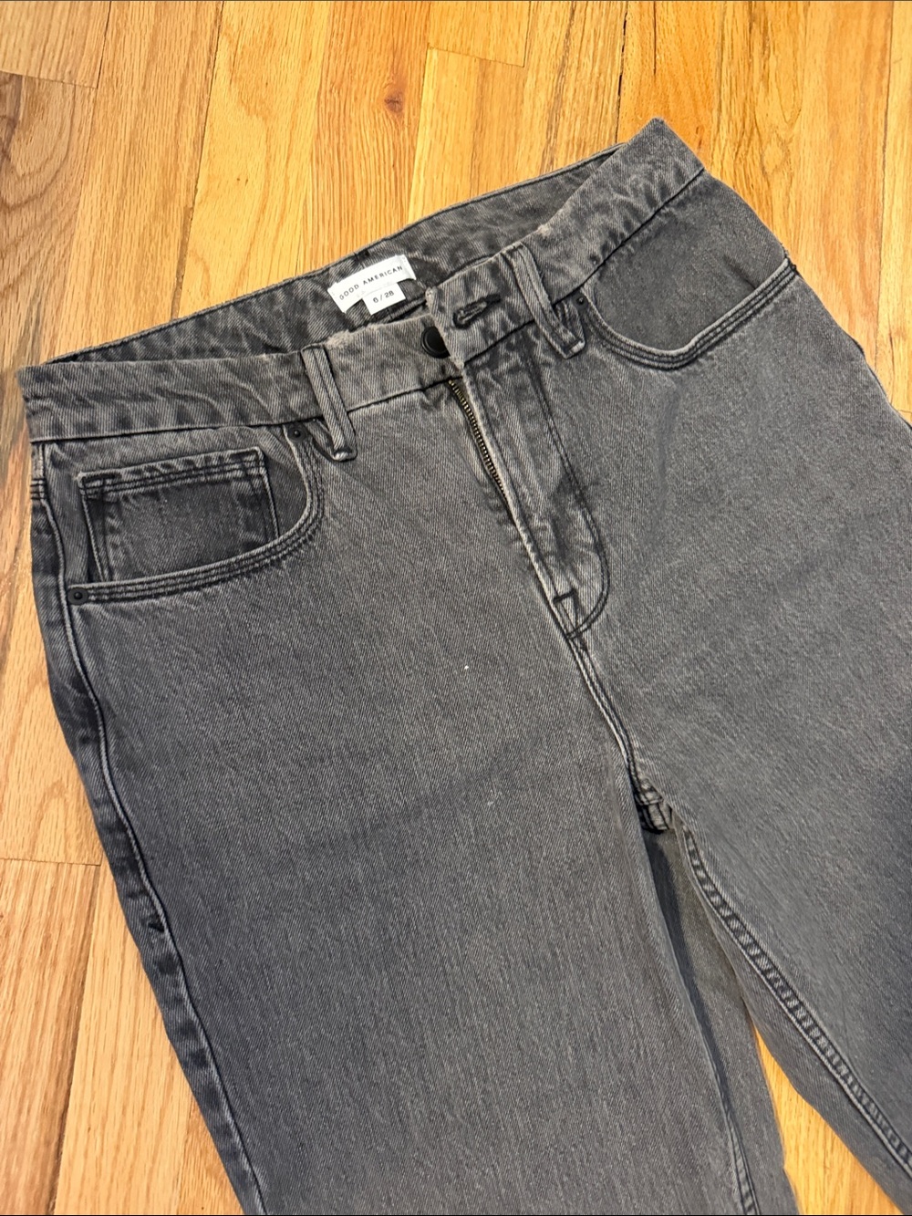 Good American High-Rise Washed Gray Jeans